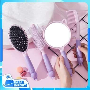 Raja Import F5669 Sisir Cermin Roll Rias Makeup Portable / Sisir Cermin Import / Kaca Gagang Bulat /