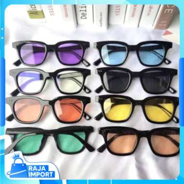 Raja Import F5327 Kacamata Lensa Warna-Warni / Kacamata Bingkai Retro Persegi Fashion Wanita & Pria 