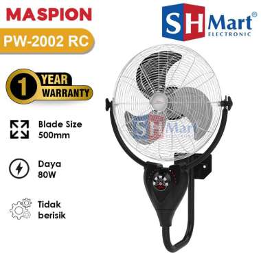 KIPAS ANGIN WALL FAN MASPION 20 INCH PW-2002 RC PW2002RC