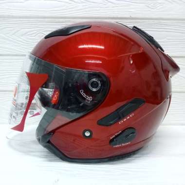 KYT HELM GALAXY FLAT R SOLID MAROON GLOSSY SOLID DOUBLE VISOR M