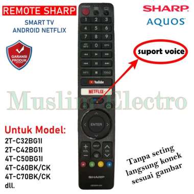 Remote Remot TV Sharp Android Youtube Netflix Bisa Voice Assistant GB326WJSA Original 2T-C32BG1I 2T-