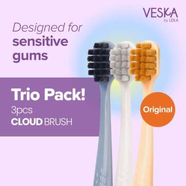 Veska by LEKA Cloud Brush - Sikat Gigi Toothbrush (Gusi Sensitif & Behel Kawat Gigi) Trio Pack