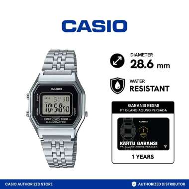CASIO LA680WA-1DF Digital Illuminator Tali Stainless Steel Jam Tangan Wanita - Silver