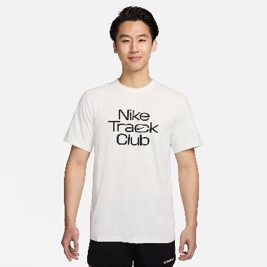 NIKE Men Running Track Club Dri-FIT Short-Sleeve Top Pakaian Lari Pria [FB5513-121] XXL Summit White