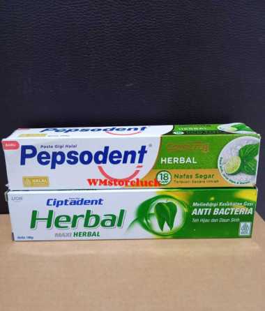 pasta gigi Pepsodent herbal 190gr Ciptadent herbal 190g/ odol Pepsoden hijau nature 190gr Ciptadent 