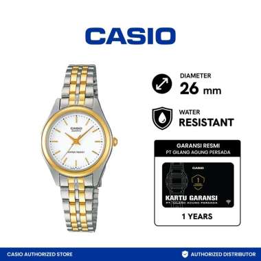 CASIO LTP-1129G-7ARDF Classic Bahan Tali Stainless Steel Jam Tangan Wanita - Silver Gold