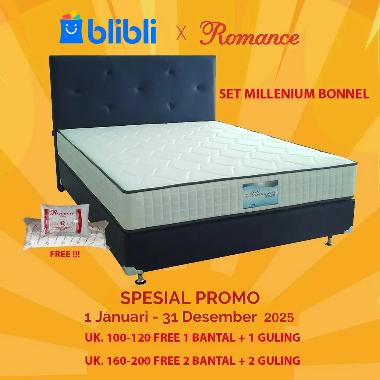Romance Millenium Bonnel Kasur Springbed - Blue [Full Set] (Free Bantal + Guling) 120 x 200