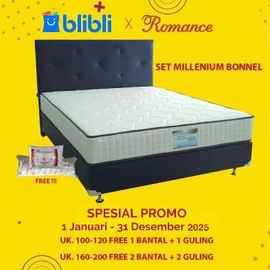 Romance Millenium Bonnel Kasur Springbed - Brown [Full Set] (Free Bantal + Guling) 120 x 200