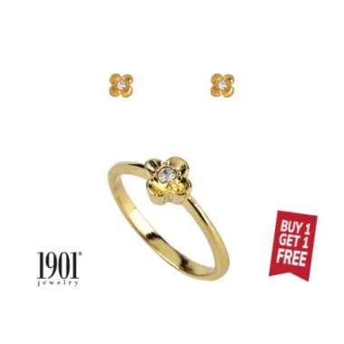 1901 Jewelry BUY 1 GET 1 Cincin Four Leaves Swarovski Lapis Emas