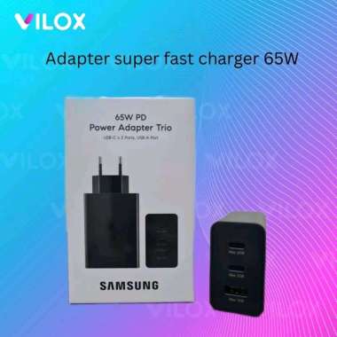 power adapter samsung super fast charger charging 65w 3 port usb + type c adapter saja