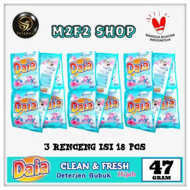 Daia Clean & Fresh Hijab Detergent Bubuk Sabun Cuci Baju Sachet - 47 gr (Kemasan 3 Renceng)