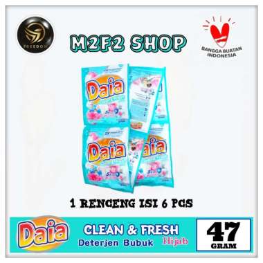 Daia Clean & Fresh Hijab Detergent Bubuk Sabun Cuci Baju Sachet - 47 gr (Kemasan 1 Renceng)