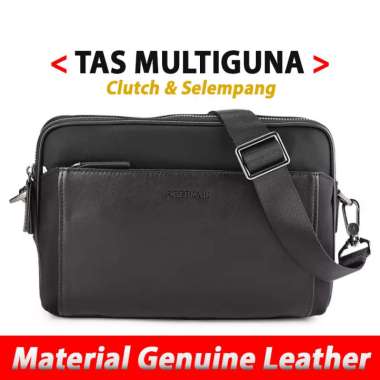 OBERMAIN CLUTCH TAS KECIL SELEMPANG PRIA ORIGINAL SLING BAG KULIT ASLI ORI BRANDED HITAM OM01