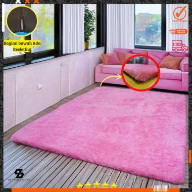 Rasfur Karpet Bulu - Pink Fanta [180 x 150 x 3 cm] Hijau botol