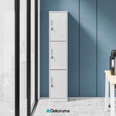 Dekoruma NERO Lemari Arsip Besi 3 Pintu / Filing Cabinet Metal / Loker Kabinet Dokumen - Putih