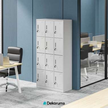 Dekoruma NERO Lemari Arsip Besi 12 Pintu / Filing Cabinet Metal / Loker Kabinet Dokumen - Putih