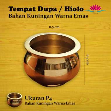 Tempat Bakar Dupa / Hiolo Kuningan Polos Ukuran P4