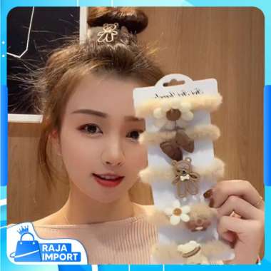 Raja Import F5852 Ikat Rambut Bulu Lembut Fashion Korea Import / Kunciran Ikat Rambut Bulu Karakter 