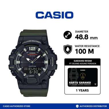 CASIO Original Analog Digital Telememo Jam Tangan Pria - Black Green HDC-700-3AVDF Black Green