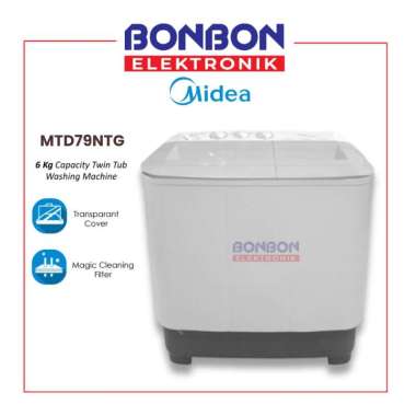 Midea Mesin Cuci Dua Tabung 6kg MTD79NTG - Twin Tub MTD 79 NTG
