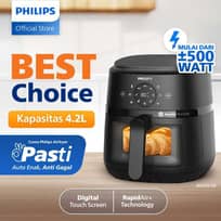 BARU! PHILIPS Airfryer Low Watt mulai dari ±500W TRANSPARAN BEST CHOICE 4.2 L NA220/00, Hitam, air fryer terbaik paling bagus, air fryer philips