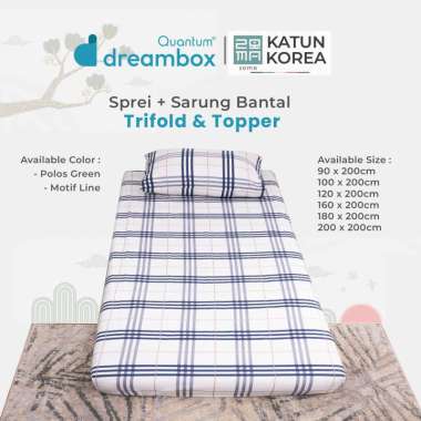 Quantum Dreambox Sprei Set Trifold dan Topper - Zoma Katun Korea Polos Green 100 x 200