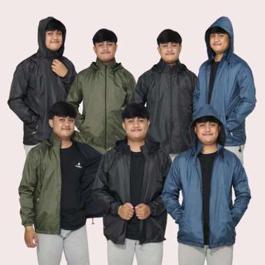 CREDIFOX Jaket olahraga parasut polos - jaket running pria - jaket running wanita - jaket runing L (