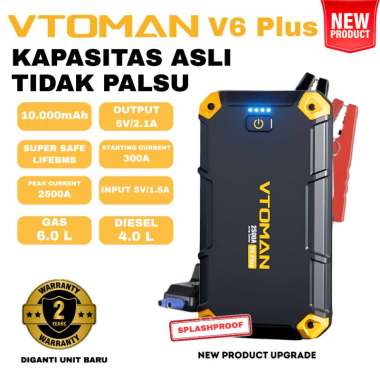 Vtoman V6 PLUS Jump Starter Aki Mobil Motor Power Bank 10000mah Jumper Aki Alat Jamper Aki Power Ban