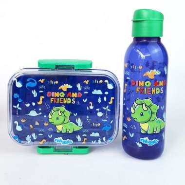 WIGGLE PAKET HEMAT DINO HELLO LUNCH BOX BAG LUNCH BOTTLE Kotak Bekal Lock Botol Tas Lunch Bag MERMAI
