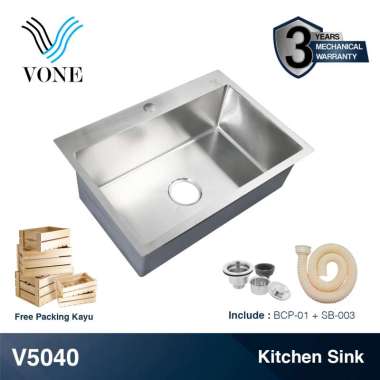 VONE Bak Cuci Piring Wastafel Dapur 1 Lubang Kitchen Sink Minimalis Avur Set Komplit V5040 SET C V 5