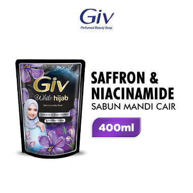 Surabaya - GIV White Hijab Saffron & Niacinamide Sabun Mandi Cair Pouch [400mL]