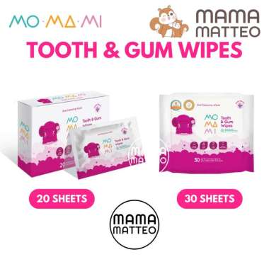 MOMAMI Tooth & Gum Wipes 20 30 sheets / Tisu Tissue Basah Gigi, Gusi & Lidah Bayi / Food Grade Momam