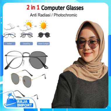 Raja Import F5541 Kacamata Anti Radiasi Photocromic / Kacamata Wanita Anti Radiasi / Kacamata Anti R
