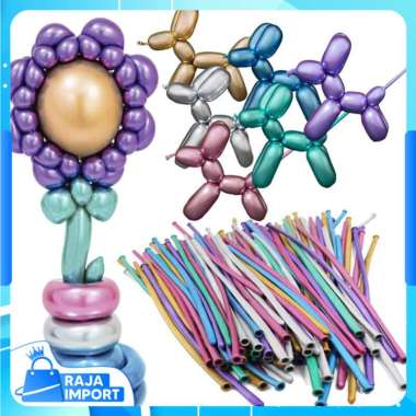 Raja Import 5728 Balon Twist Chrome / Balon Cacing Warna Metalik Chrome / Balon Pentil / Balon Panja