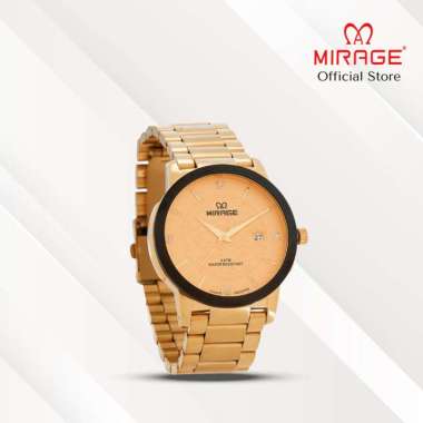 Mirage Jam Tangan Pria Analog 8809 M Gold Original Stainless Plat Hitam