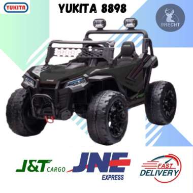 Mainan Mobil Aki Anak Yukita 8898 Ban Karet Jok Kulit putih