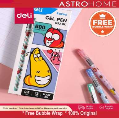Deli Larva G32 Pulpen Ballpoint School Gel Pen Pulpen Pelajar 0.5mm