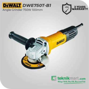 DeWalt DWE750T Gerinda Tangan Listrik 100mm, 750W, Bodi Ramping dengan Sakelar Belakang
