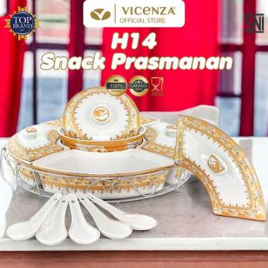 Vicenza H14 Motif Camelia Snack Prasmanan Set Perangkat Saji Gold