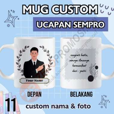 Hadiah Mug Custom Ucapan Sempro - Gelas Sidang Sempro 11 Pria Packaging standar