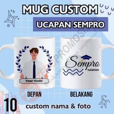 Hadiah Mug Custom Ucapan Sempro - Gelas Sidang Sempro 10 Pria Packaging standar