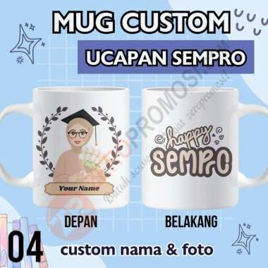 Hadiah Mug Custom Ucapan Sempro - Gelas Sidang Sempro 04 Jilbab Packaging standar