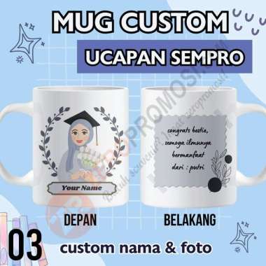 Hadiah Mug Custom Ucapan Sempro - Gelas Sidang Sempro 03 Jilbab Packaging standar