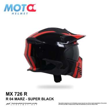 Helm JPX Full Face Mx-726R - R04 MARZ L Super Black/ Red
