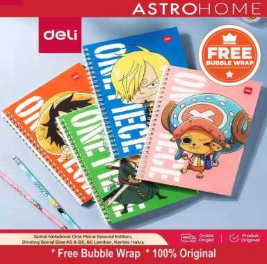 Deli EN003 ONE PIECE Buku Catatan Tulis Sekolah Spiral Notebook Ukuran A5 60 Lembar