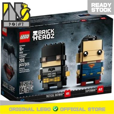 LEGO Brickheadz 41610 Tactical Batman & Superman Mainan Block & Puzzle