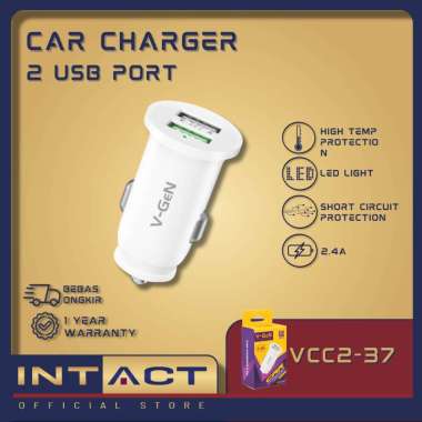 Car Charger V-GeN VCC2-37 Dual Port USB 2.4A Charger Mobil Motor