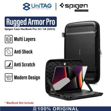 Tas Laptop Macbook Pro 14/16 2021 Spigen Rugged Armor Pro Sleeve Case 14" Black