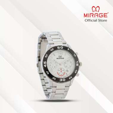 Mirage Jam Tangan Pria Analog 8810 M Silver Original Stainless Plat Putih