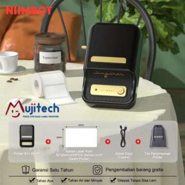 NIIMBOT B21 PRINTER LABEL THERMAL BLUETOOTH MINI PORTABLE ANDROID iOS SOLID BLACK